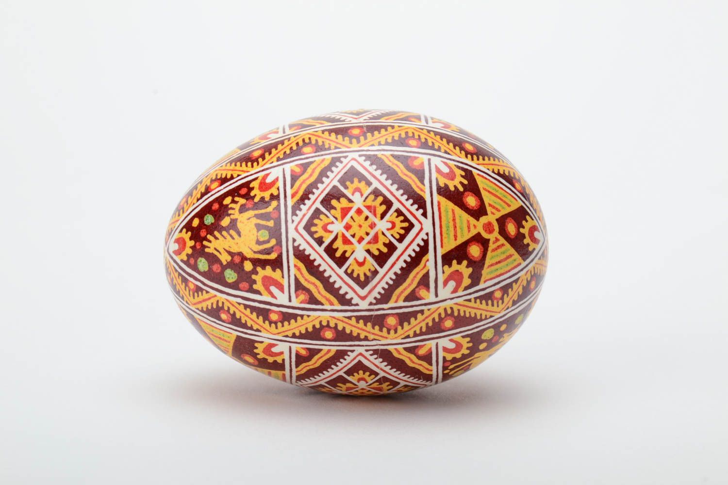 Handmade decorative painted egg pysanka with ornaments ethnic souvenir for Easter photo 3