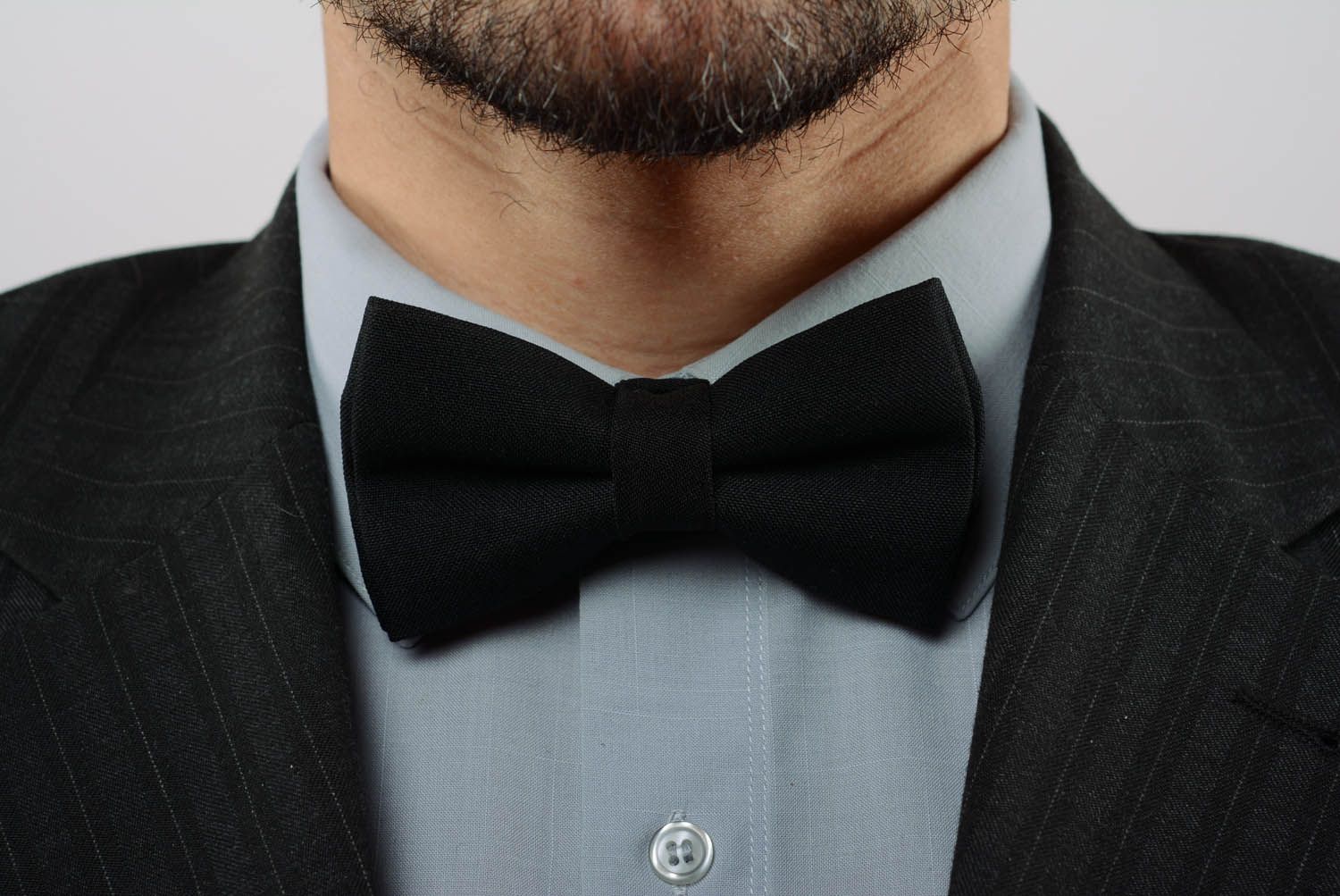 Black gabardine bow tie  photo 1