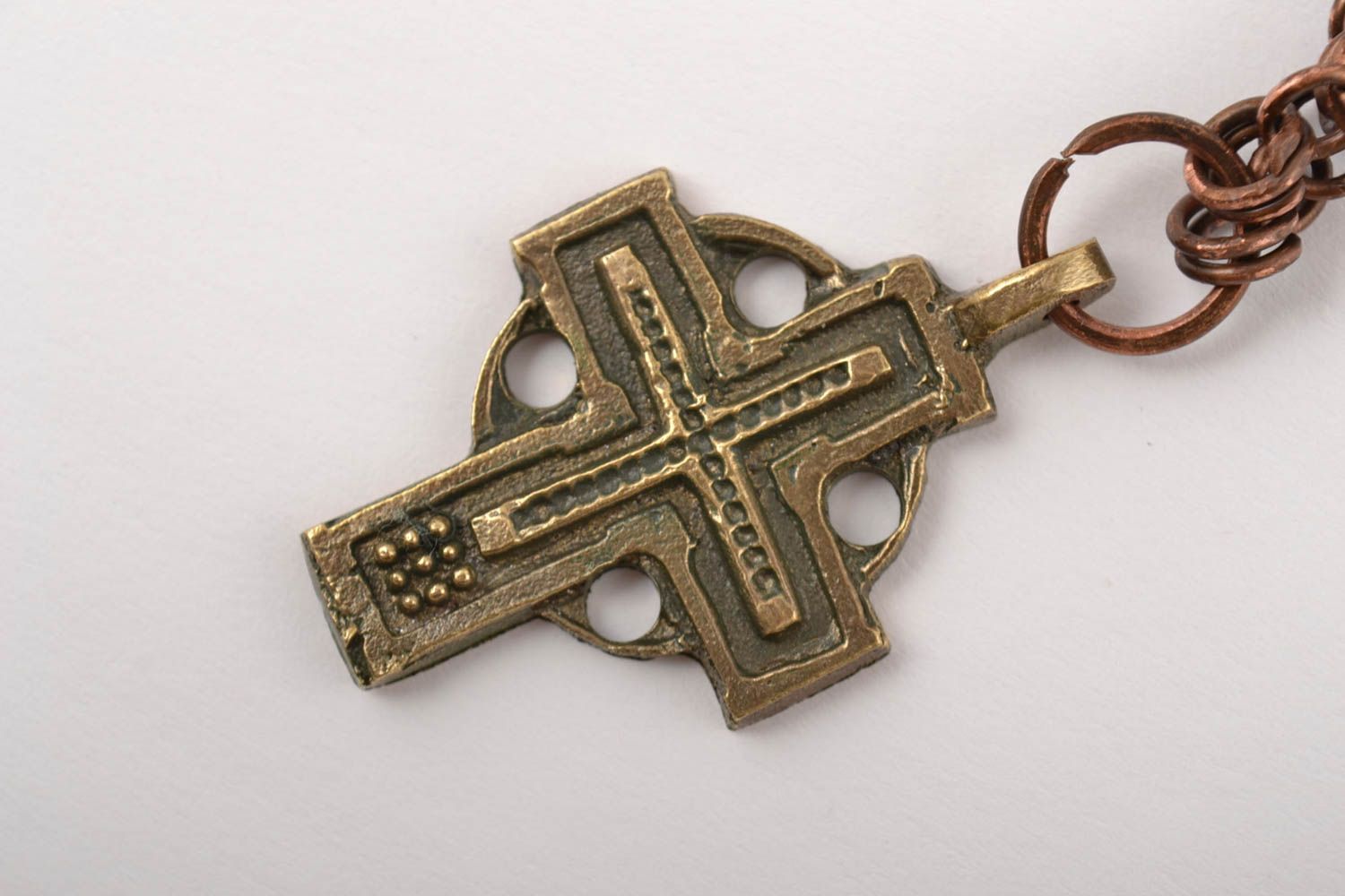 Pendentif cuivre Pendentif fait main wire wrapping croix Accessoire homme photo 3