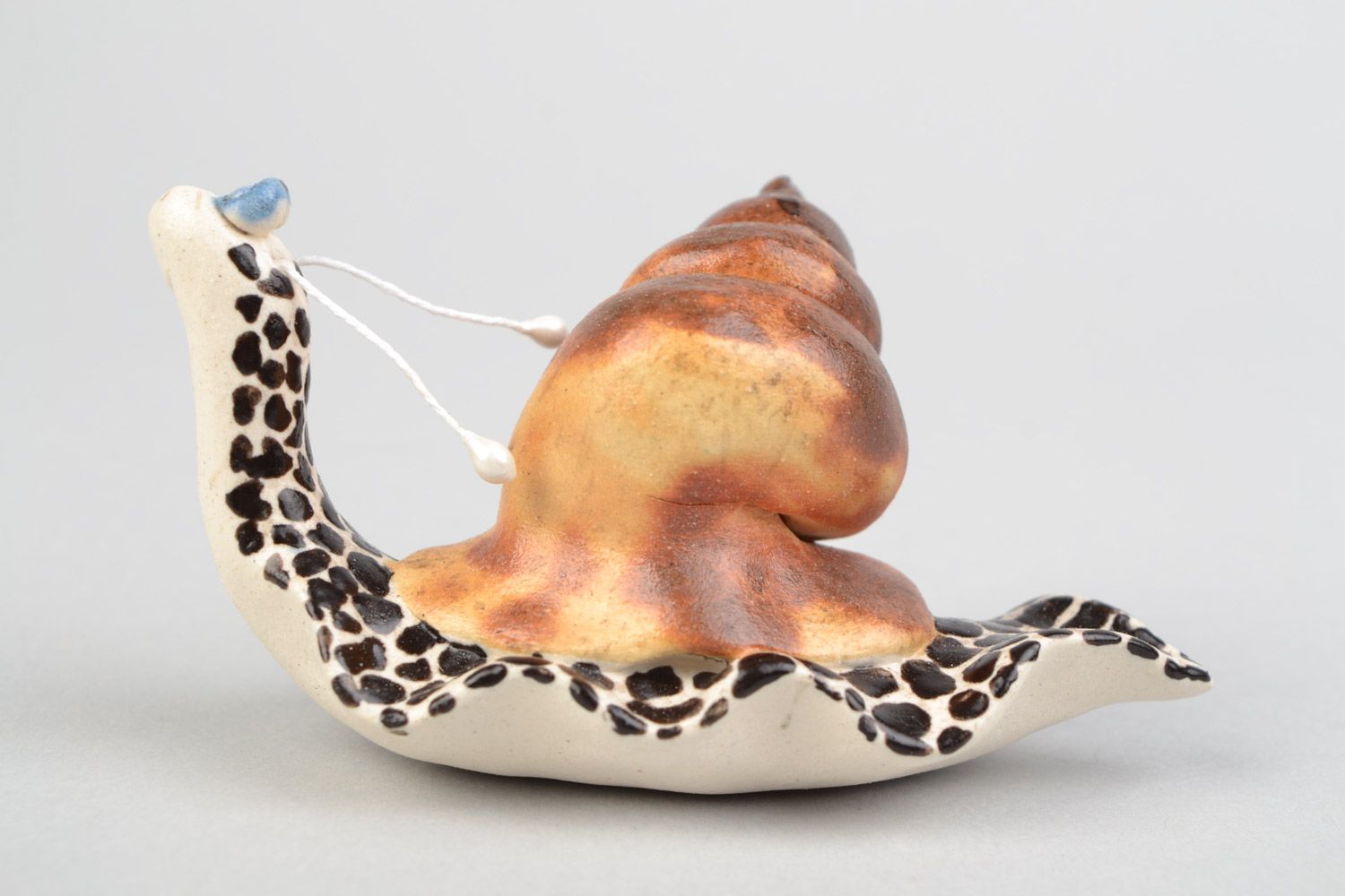 Handmade designer painted clay figurine of snail photo 4