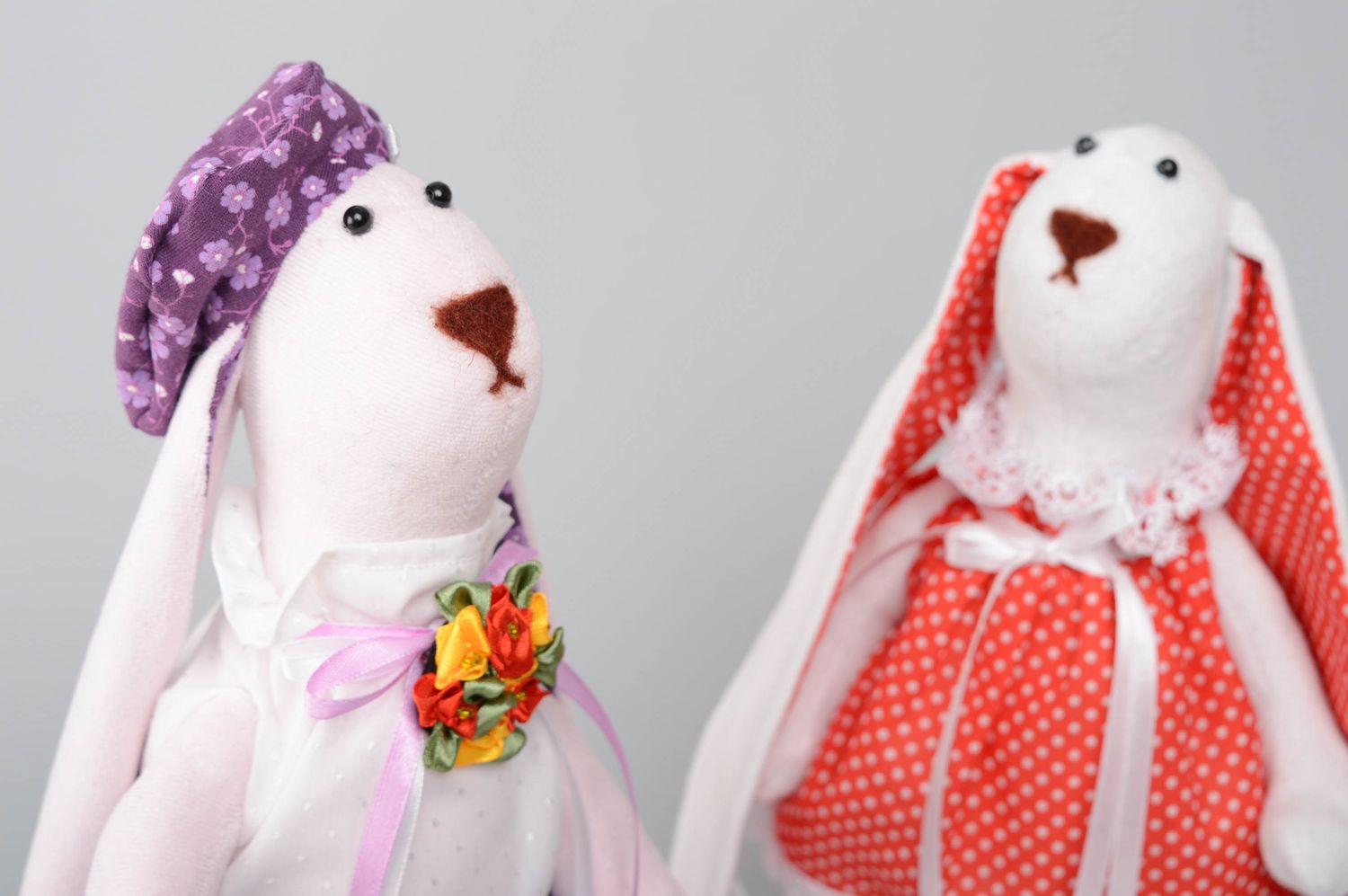 Handmade fabric toy Rabbit in Beret photo 5