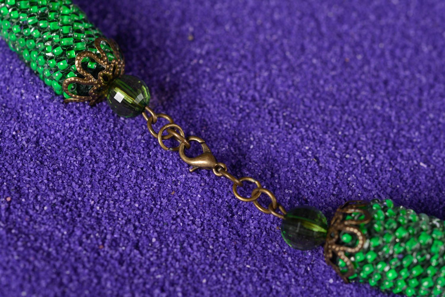 Collier Halskette handmade Schmuck aus Rocailles Accessoire für Frauen in Grün  foto 5
