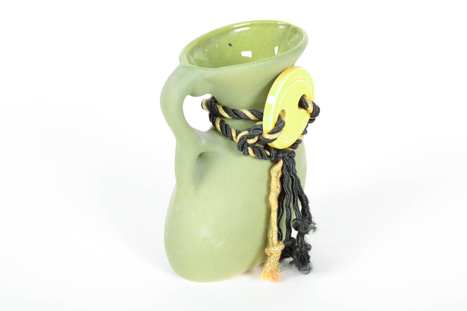 5 inches tall olive color ceramic handmade table vase 0,7 lb photo 5