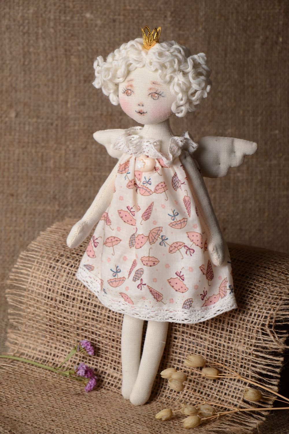 Muñeca artesanal de lana natural decoración de casa regalo original para niña foto 1