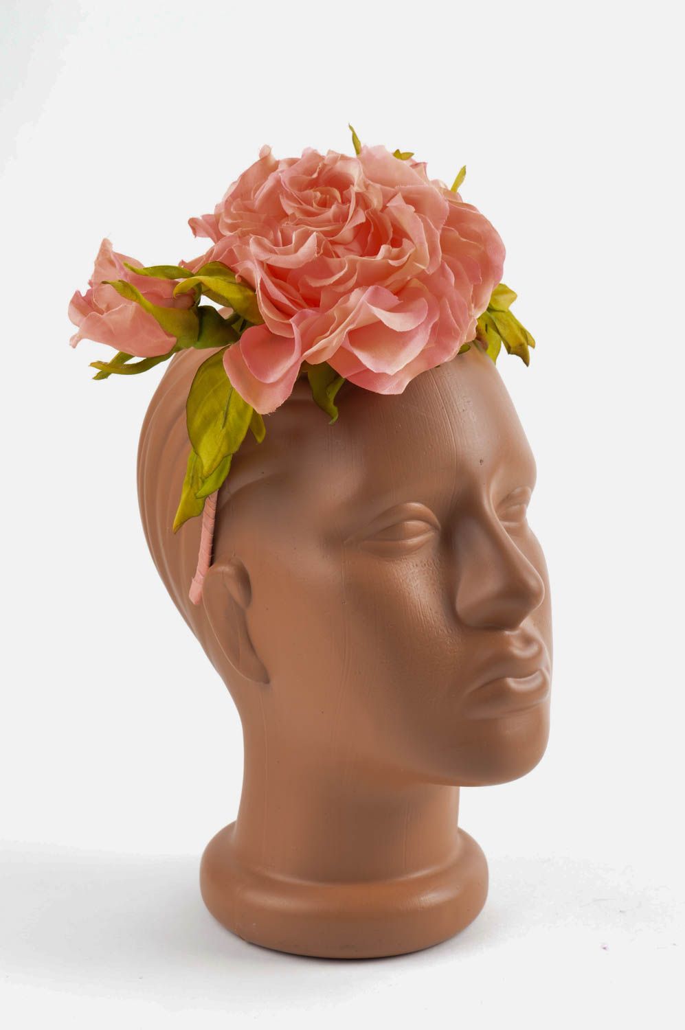 Аксессуар для волос хэнд мэйд обруч на голову обруч с цветами персиковыми  фото 1