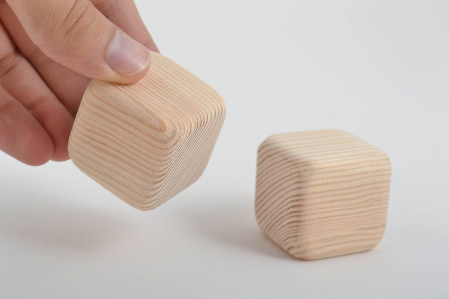 Jouets cubes fait main 2 Cubes pour bébé Jouet en bois cadeau pour serviettage photo 5