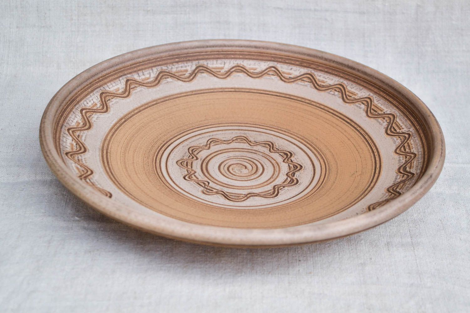 Тарелка из глины ручной работы расписная тарелка необычная столовая посуда фото 4