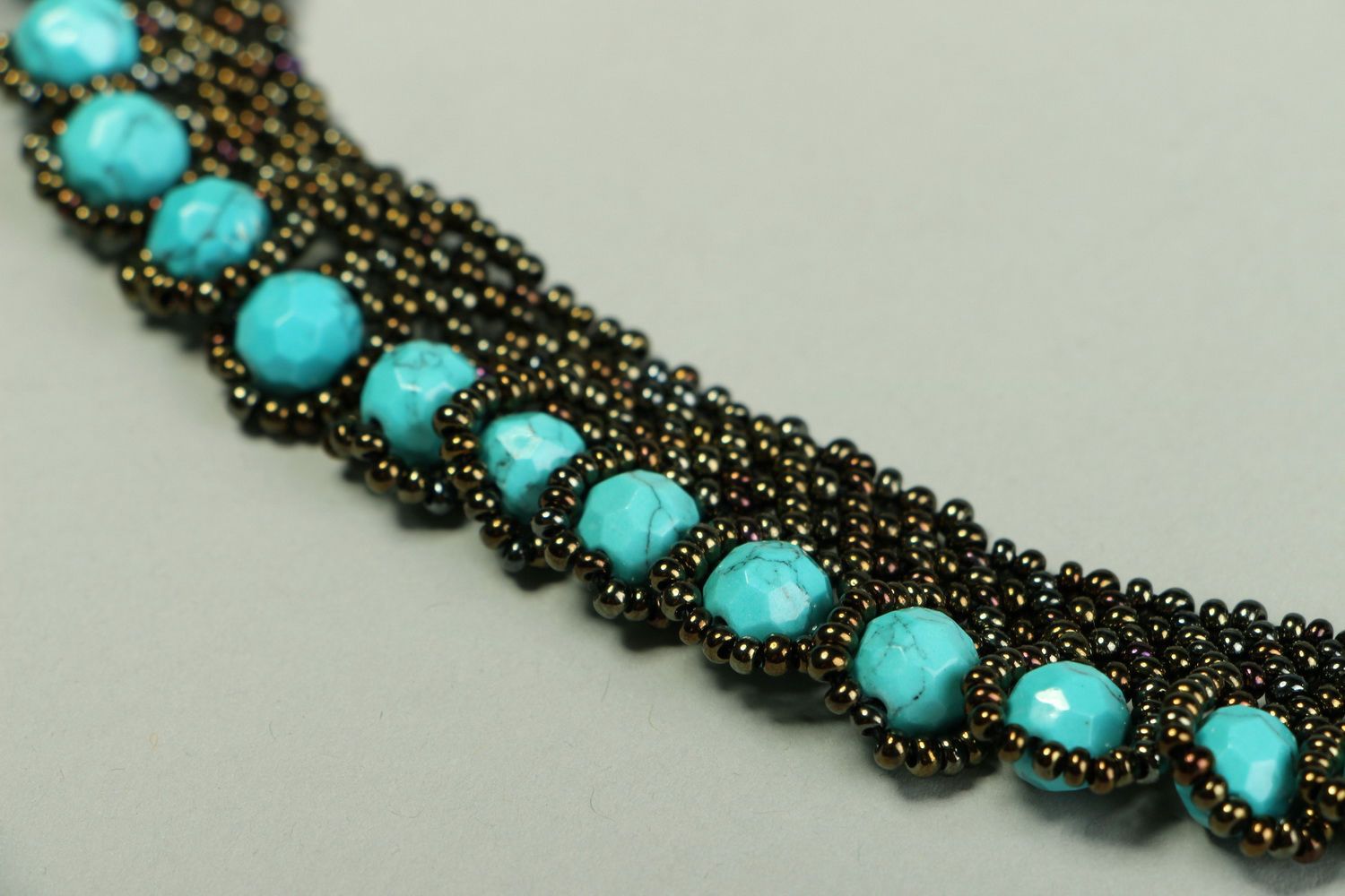 Necklace with Czech beads and turquoise photo 1