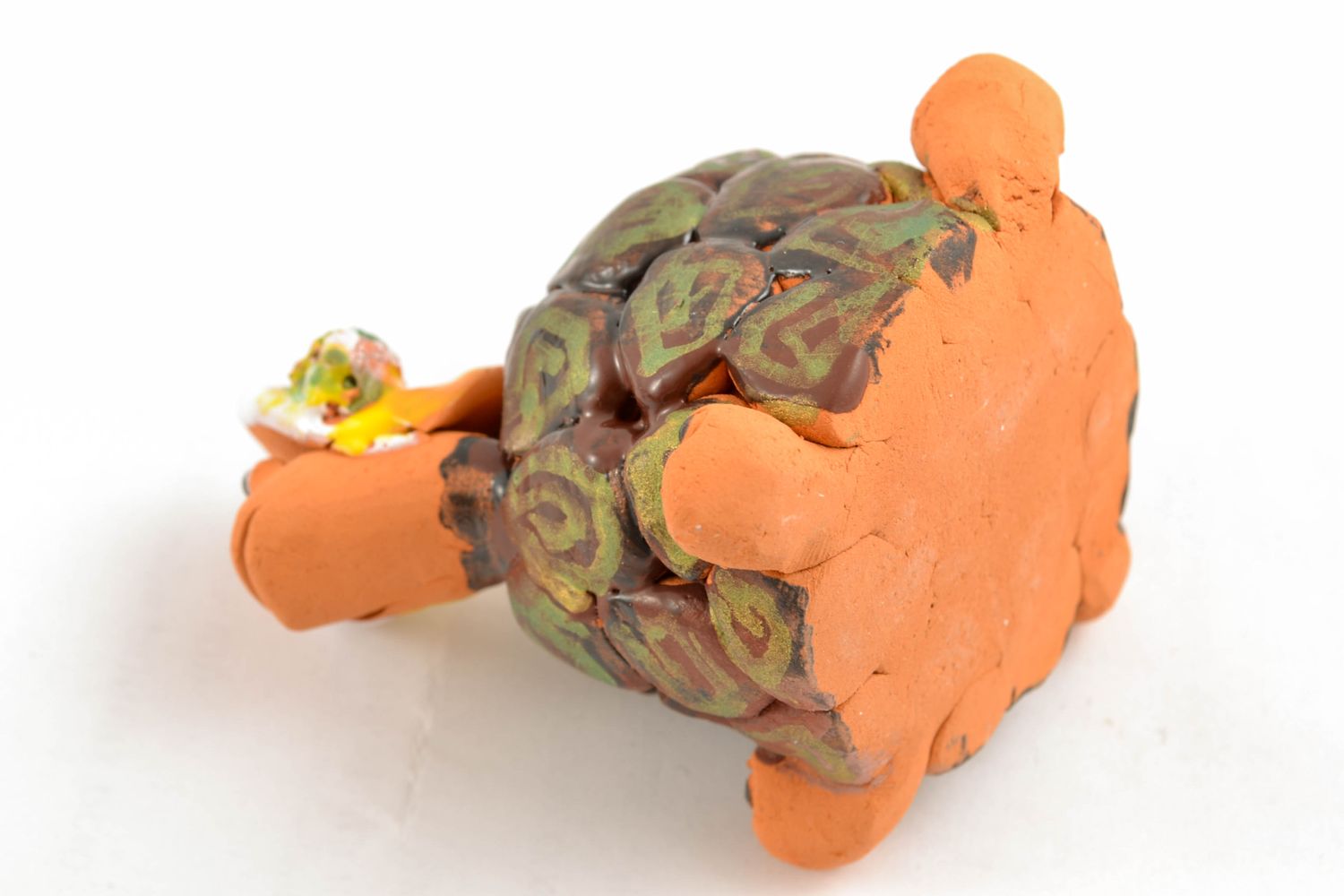 Фигурка из глины черепаха с росписью подарок  фото 4