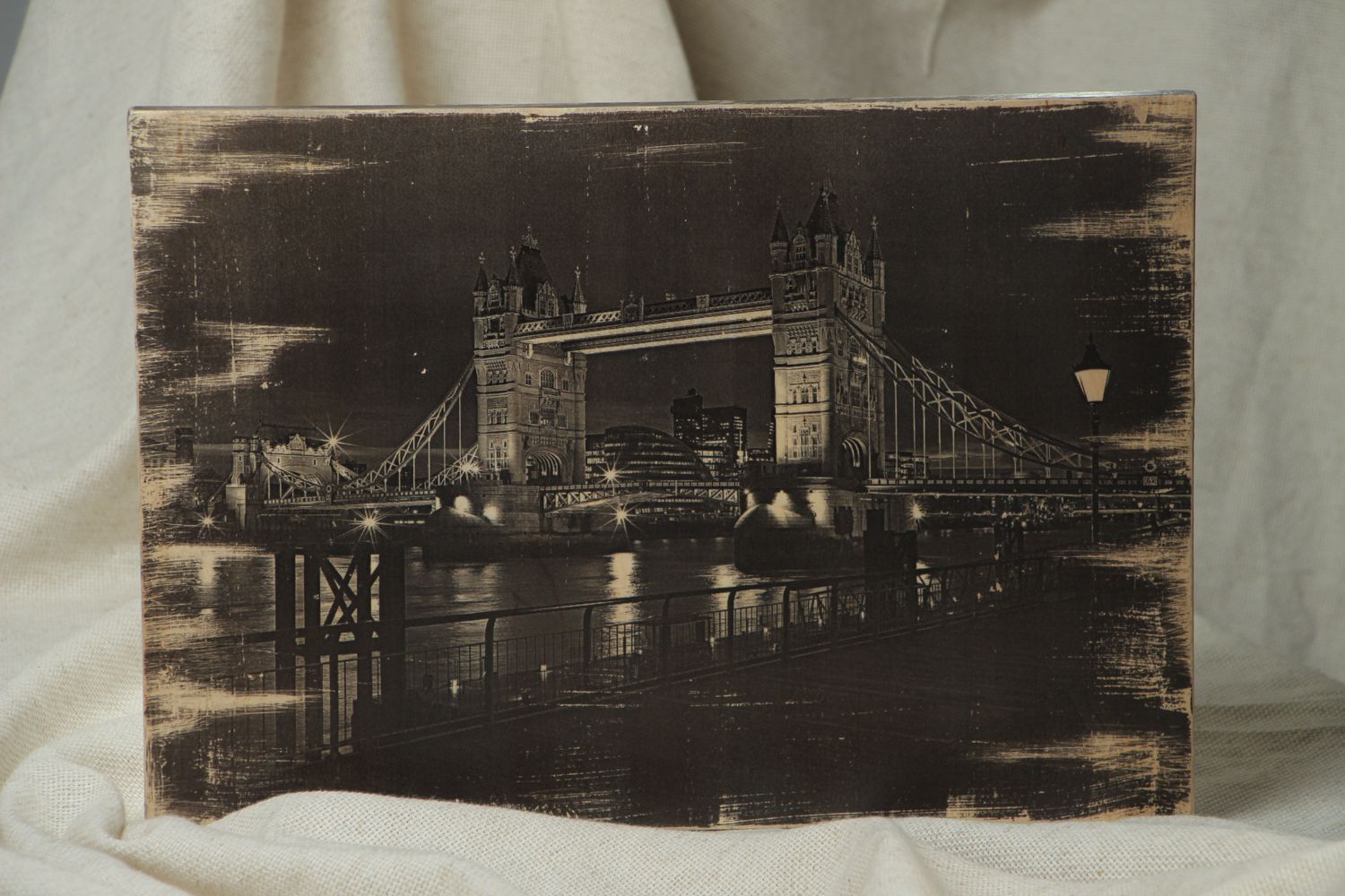 Handgemachtes Wandbild aus Holz Tower Bridge foto 5