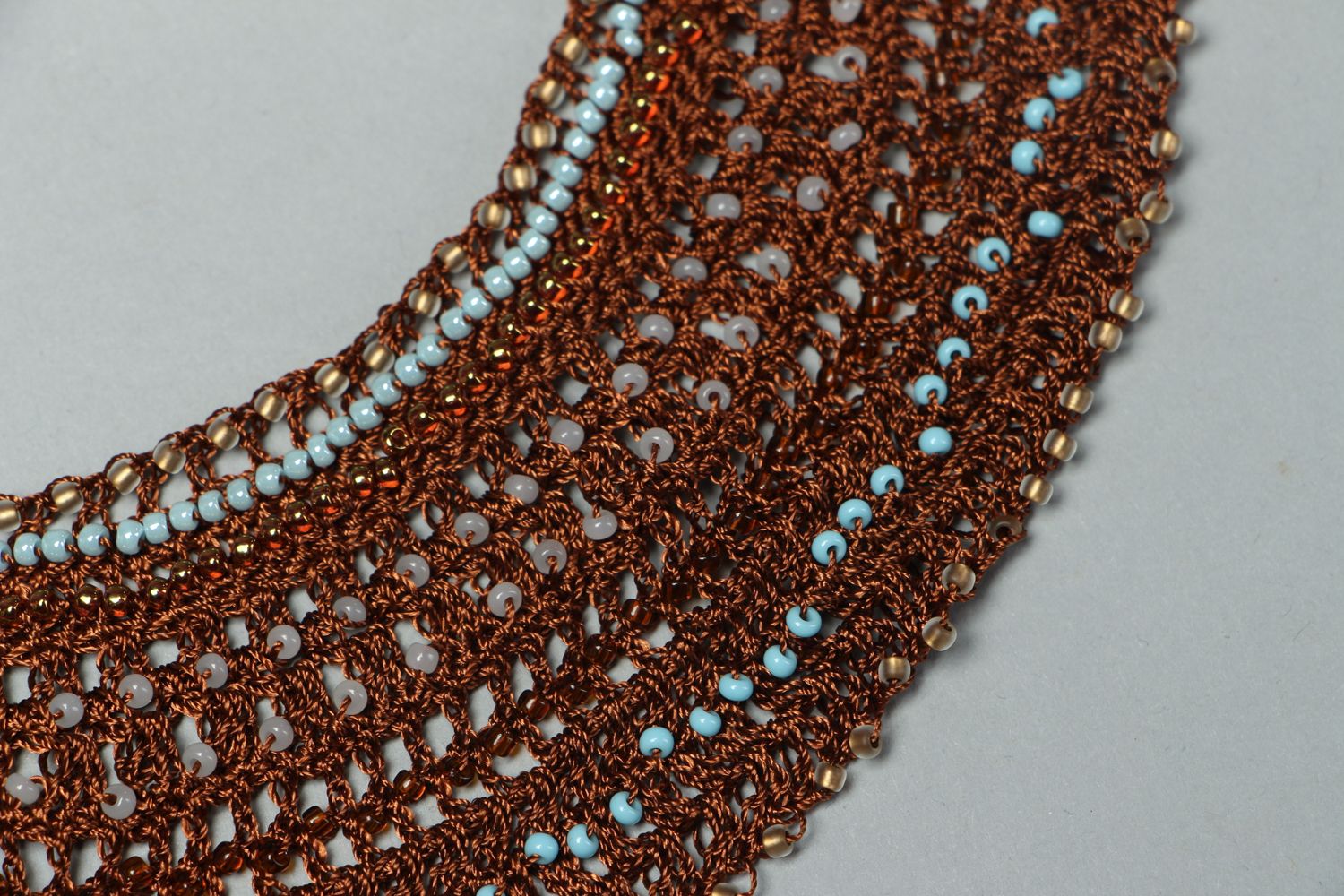 Brown crochet necklace photo 2
