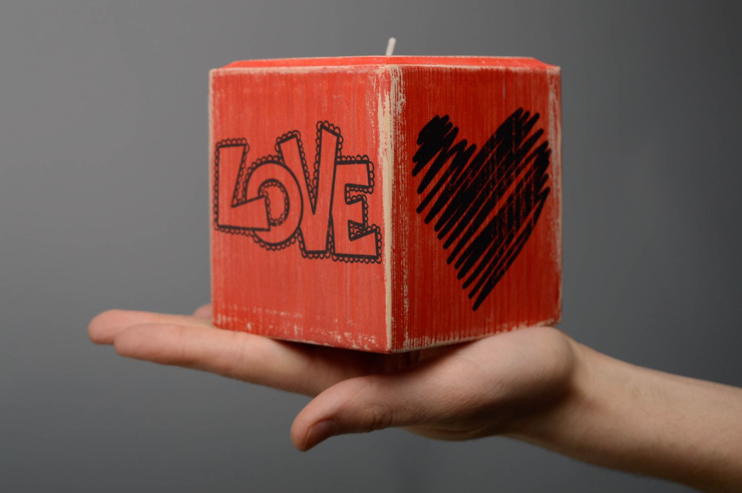 Candelero de madera artesanal Amor foto 3