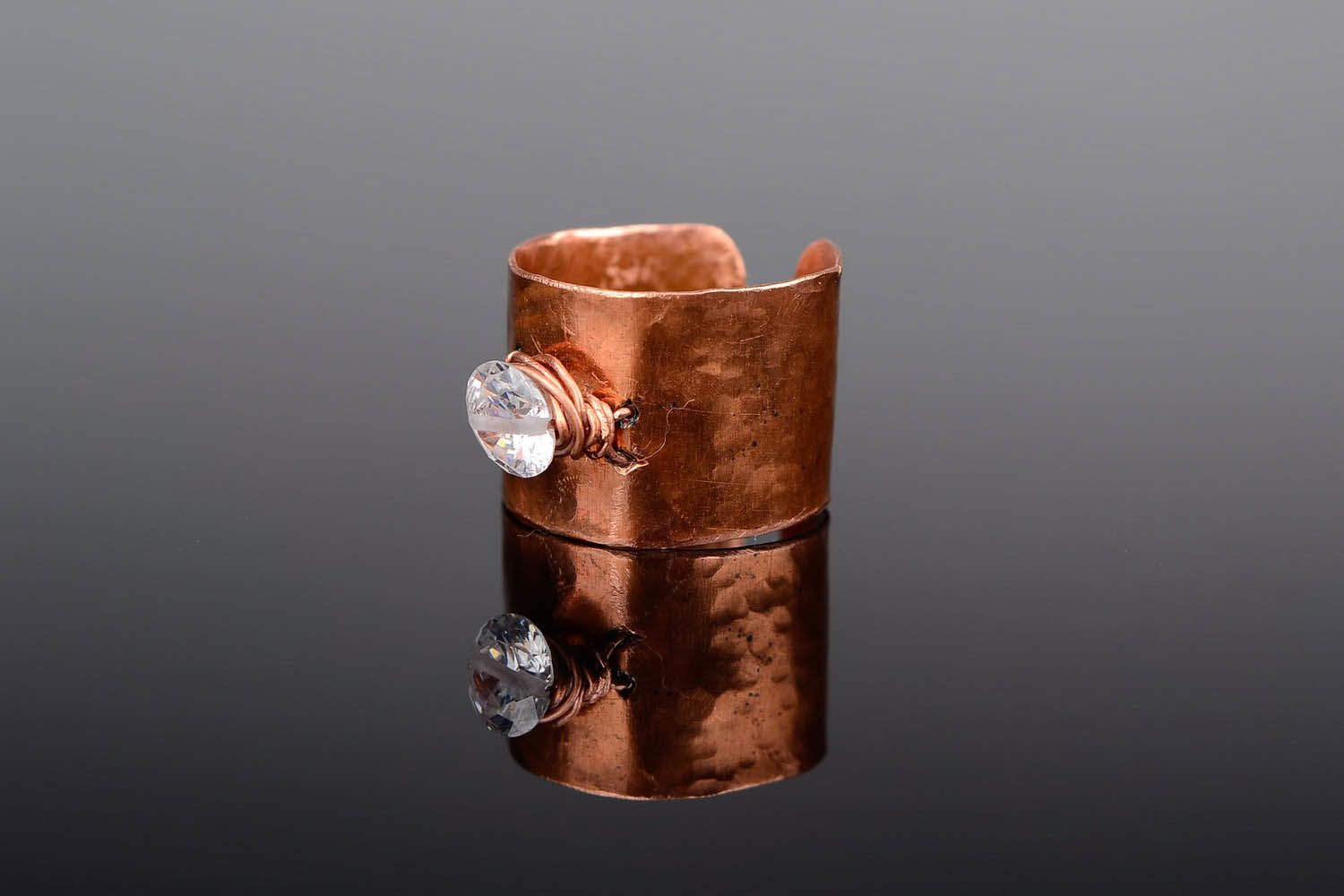 Ring aus Kupfer mit Zirkonium, wire wrap foto 1