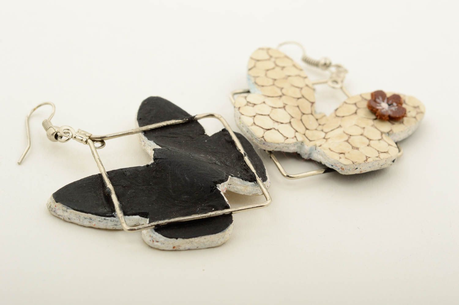 Handmade Leder Ohrringe Damen Schmuck Accessoire für Frauen ausgefallen  foto 5