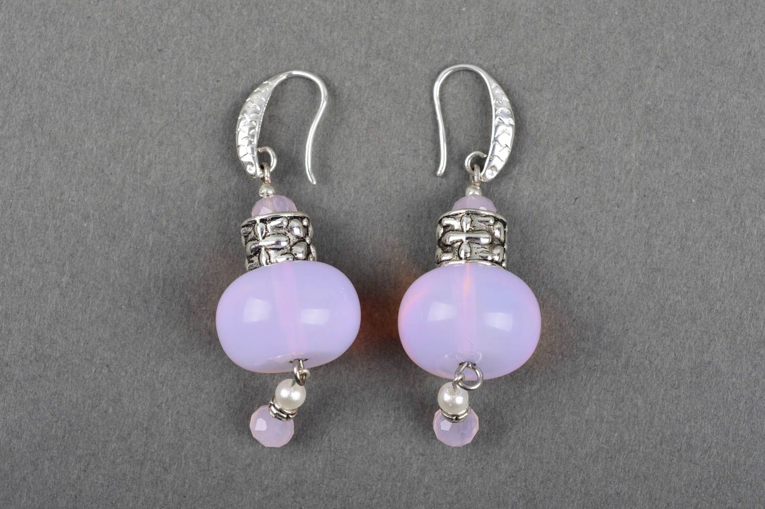 Handmade earrings with moonstone pendants gift idea designer woman accessory  photo 3