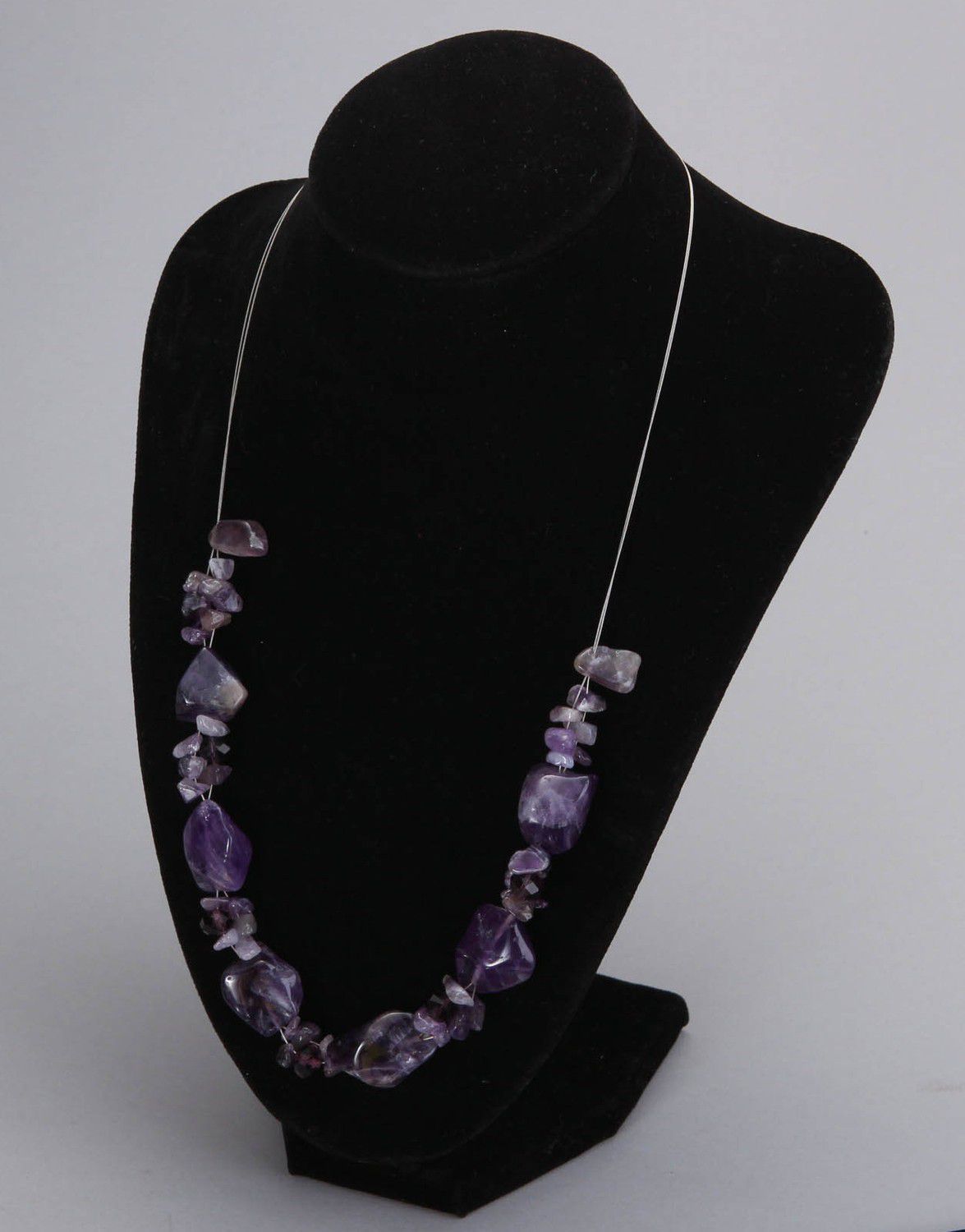 Necklace with amethyst on a jewelry rope photo 3