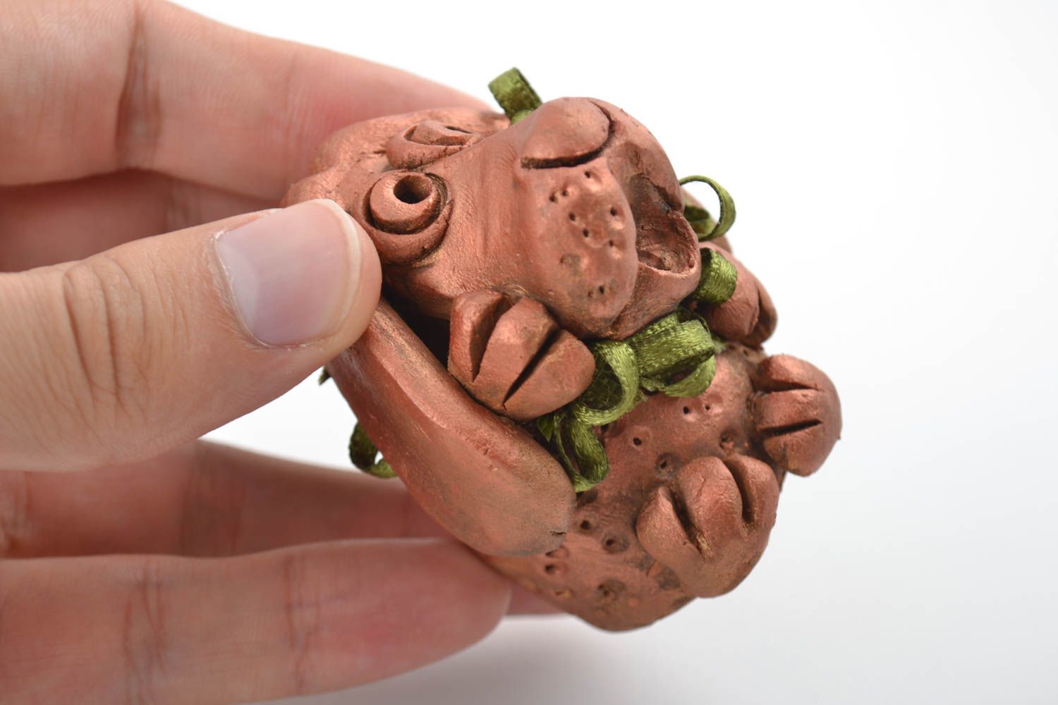 Statuetta cane in argilla fatta a mano figurina decorativa in ceramica 
 foto 2