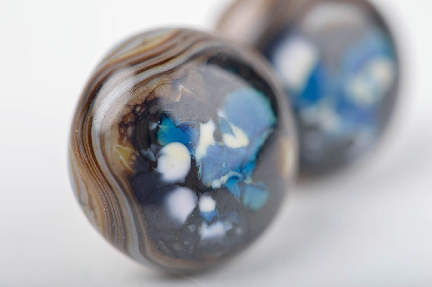 Handmade Ohrring Stecker Schmuck aus Glas Ohrringe Damen in Blau wunderschön foto 4
