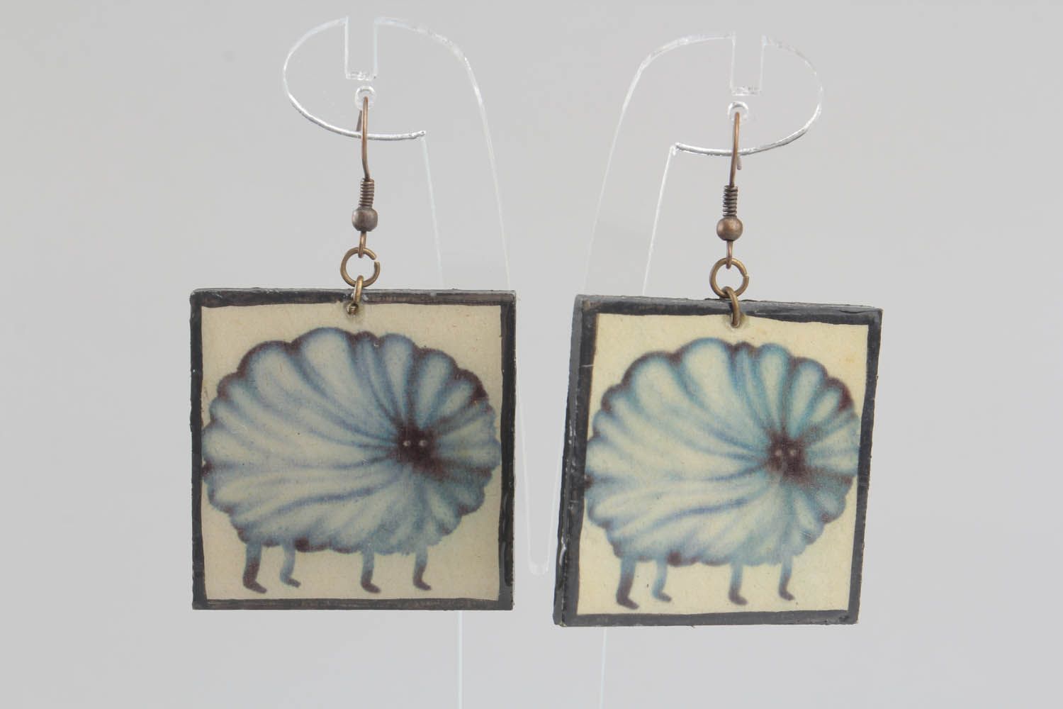 Earrings made of wood and epoxy resin photo 4