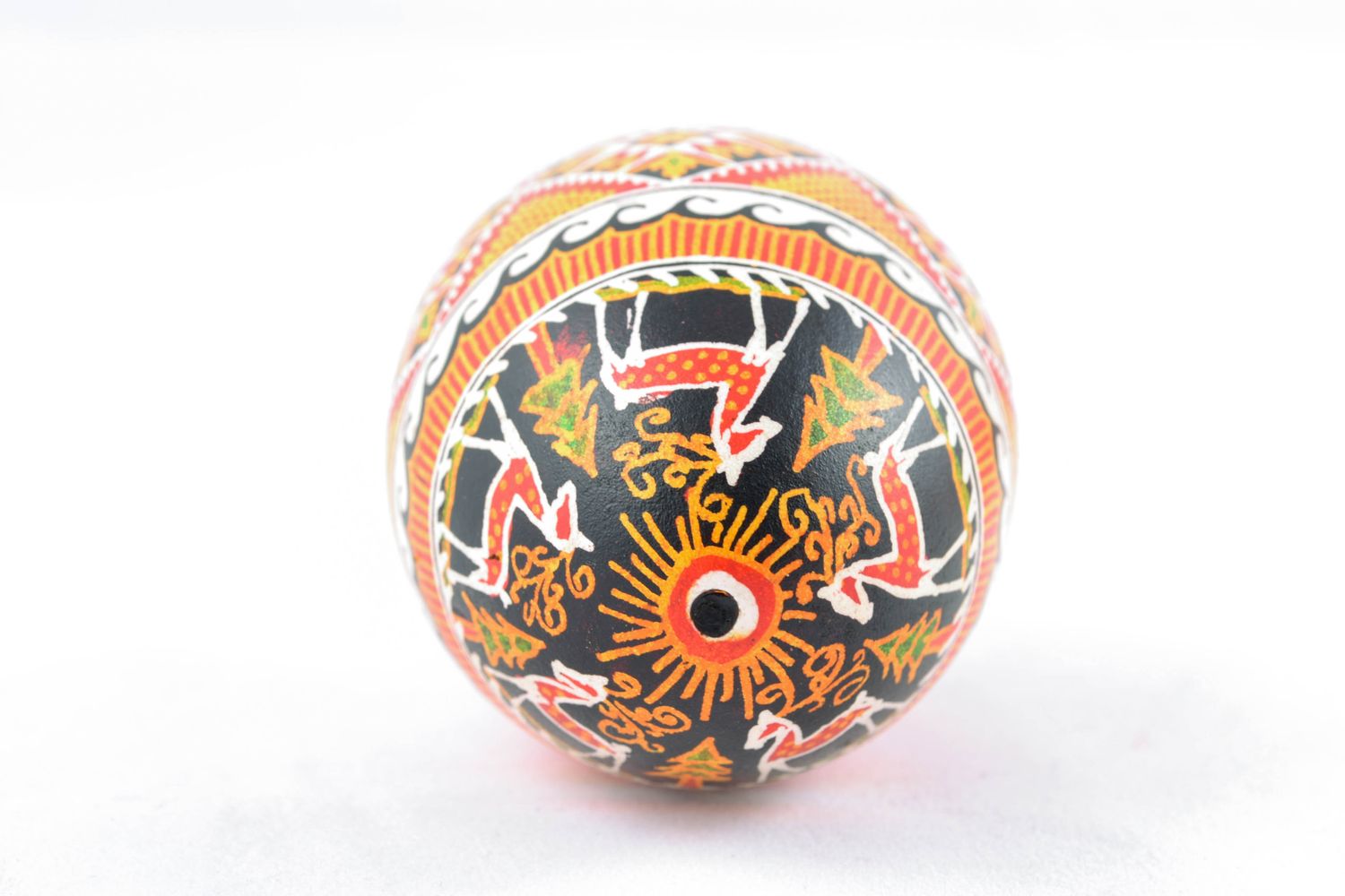 Handmade painted goose egg with deers photo 4