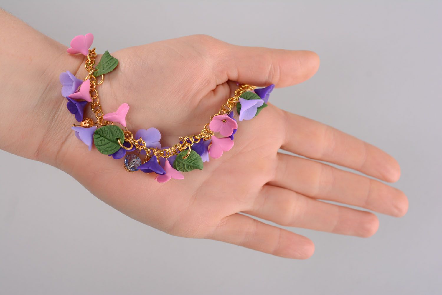 Polymer clay bracelet Lilac photo 2