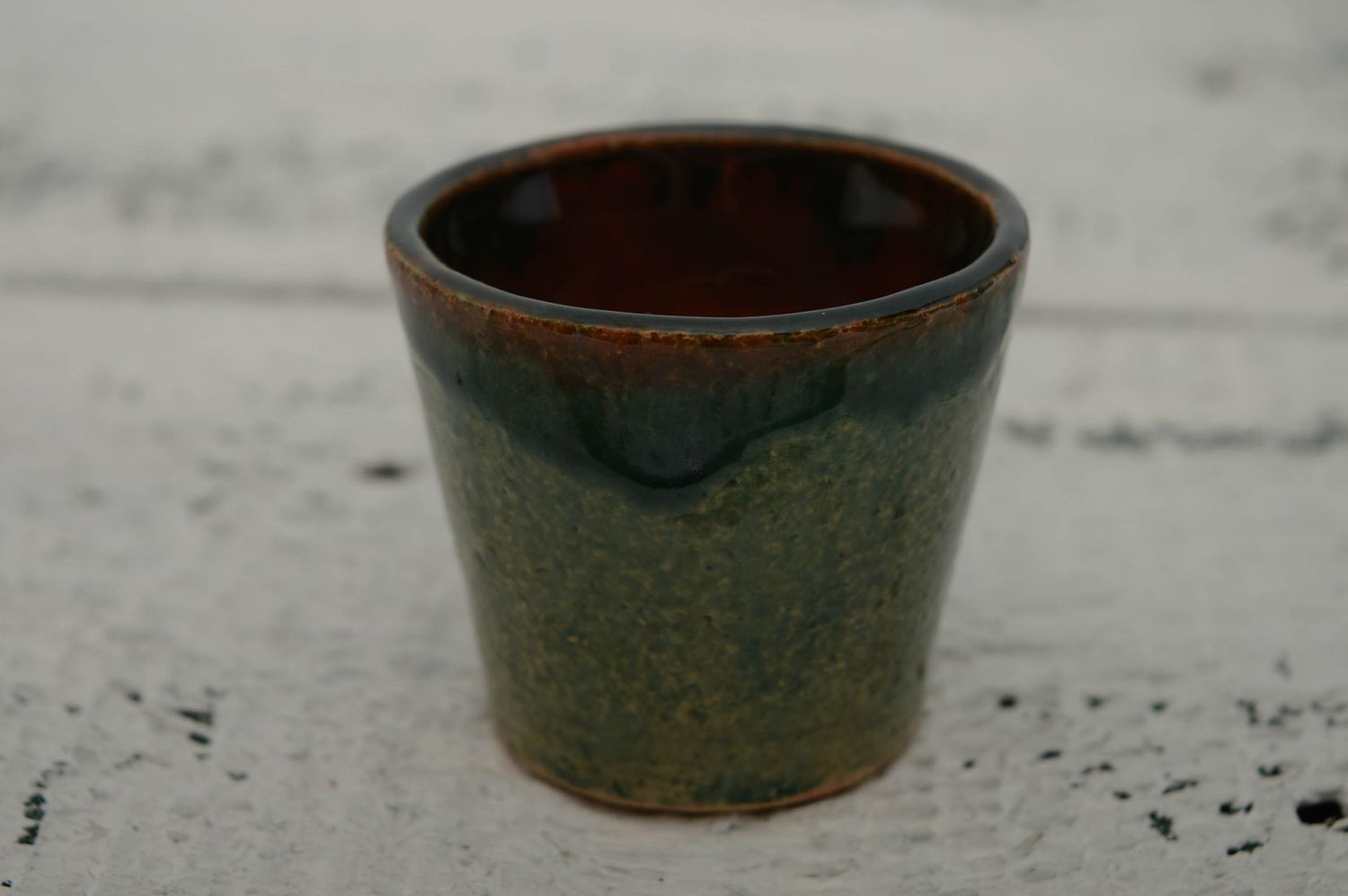 Vaso de chupito de barro esmaltado verde, 70 ml foto 1