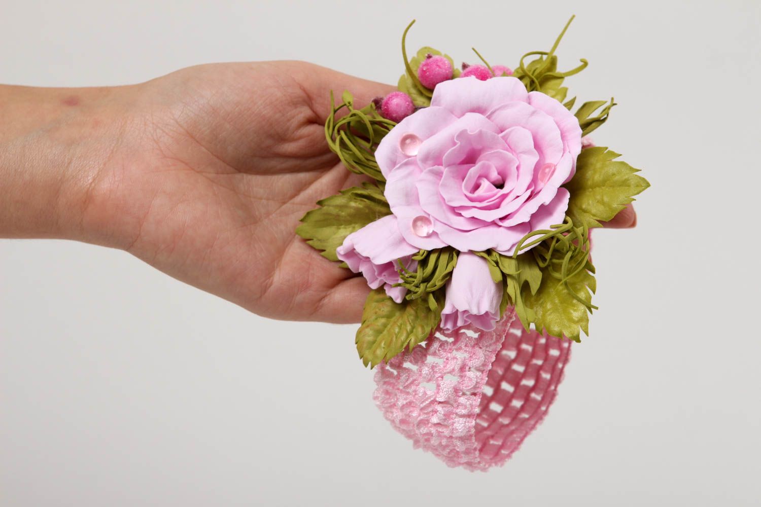Повязка на голову ручной работы детский аксессуар с цветком повязка для девочки фото 5