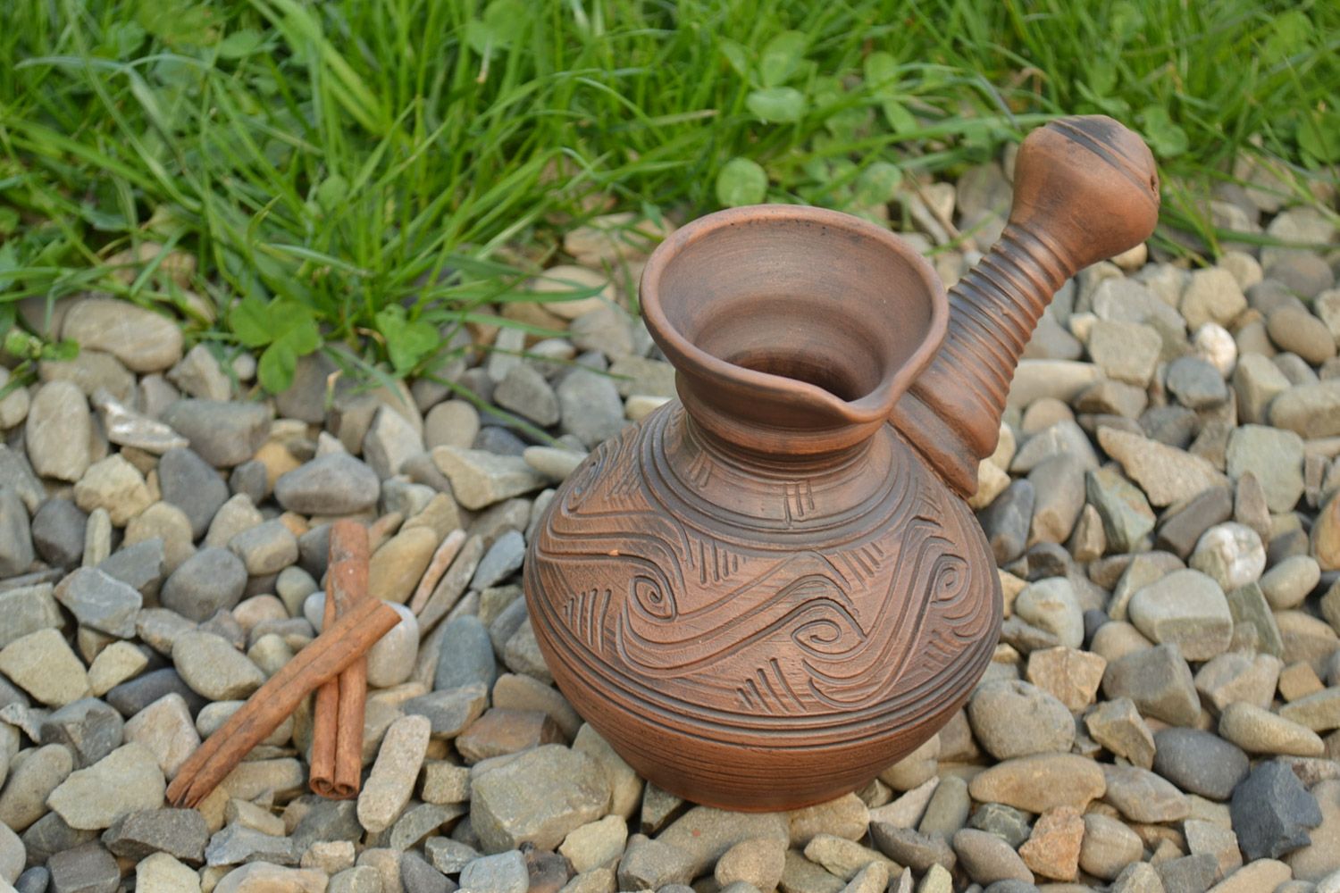 Handmade decorative ceramic cezve kilned with the use of milk for 400 ml photo 1