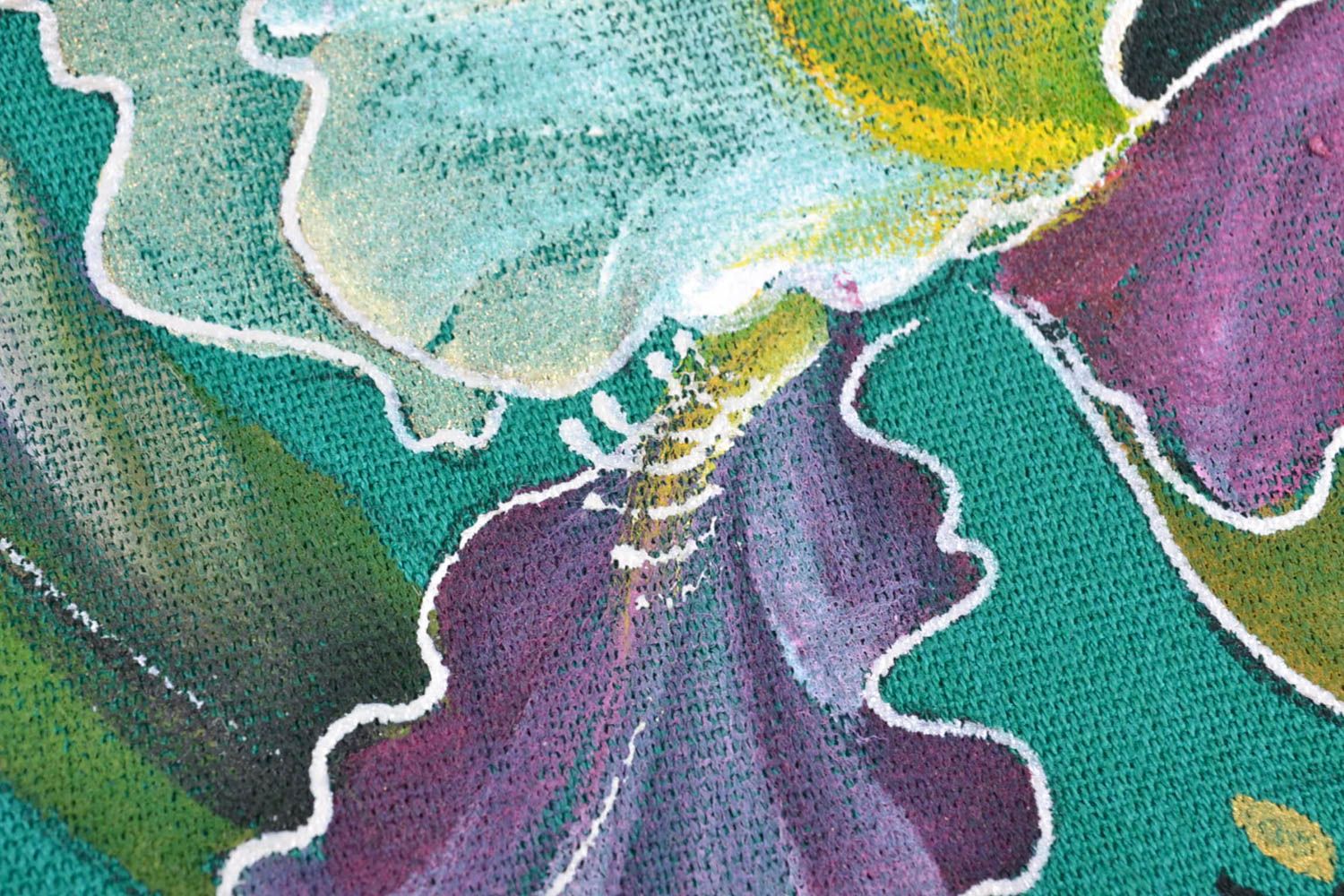 Длинный шарф с цветами кашемировый зеленый  фото 3