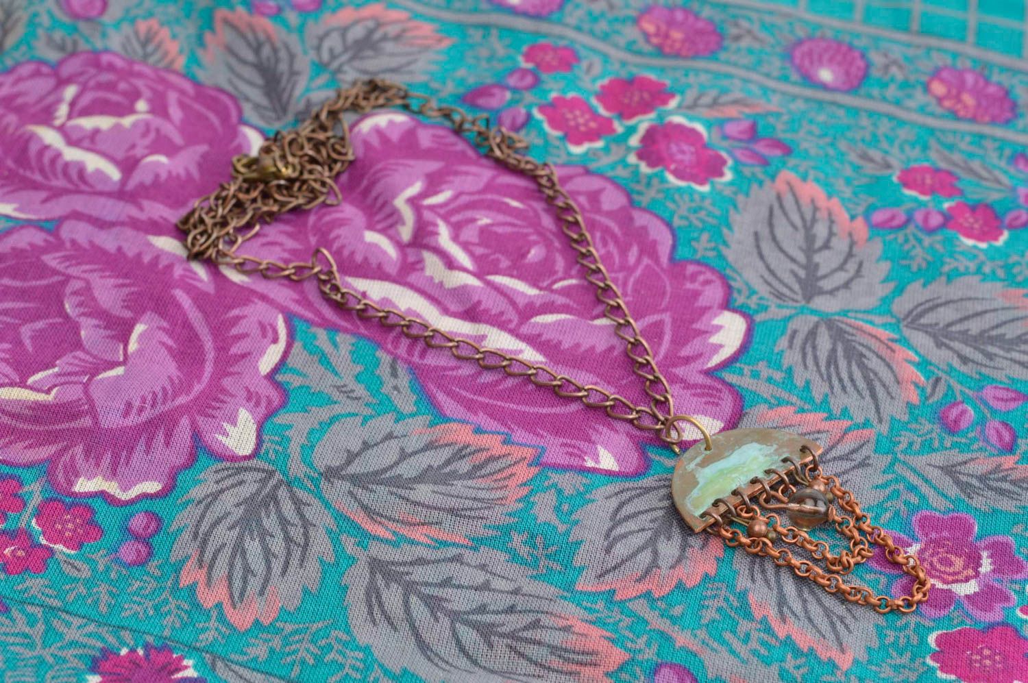 Handmade pendant designer copper accessories metal jewelry with stone photo 2