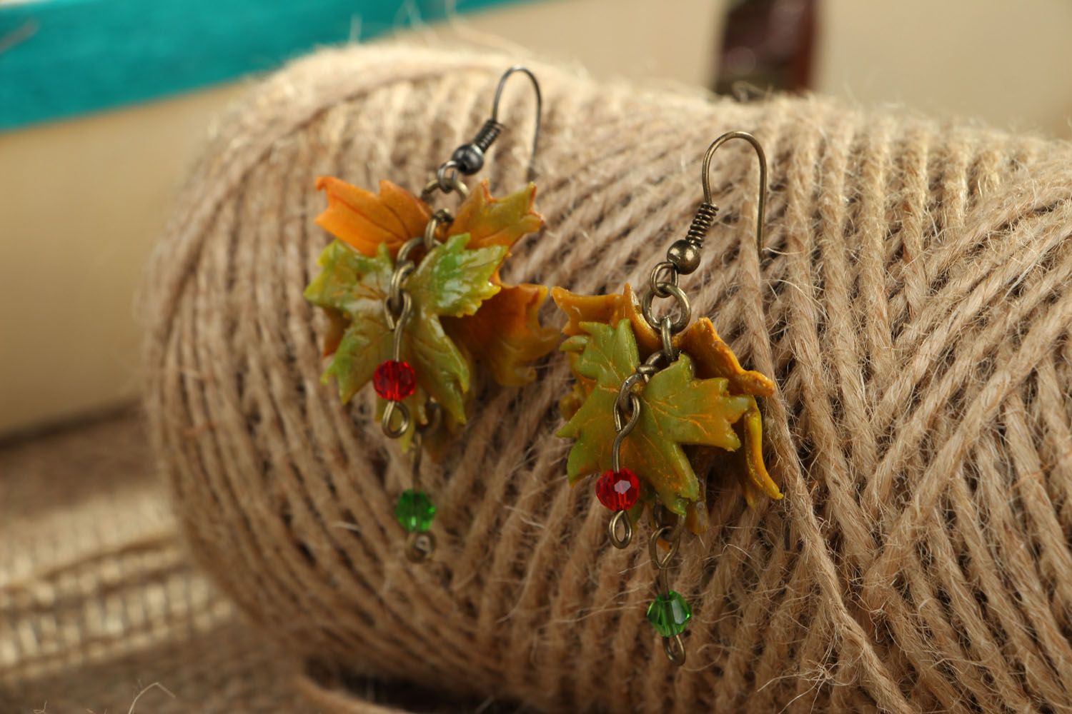 Dangle earrings made of polymer clay Autumn photo 3