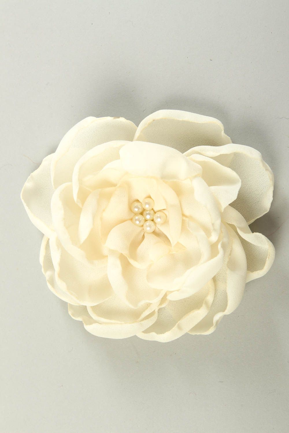 Broche fleur blanche Broche faite main textile grande Accessoire femme photo 2