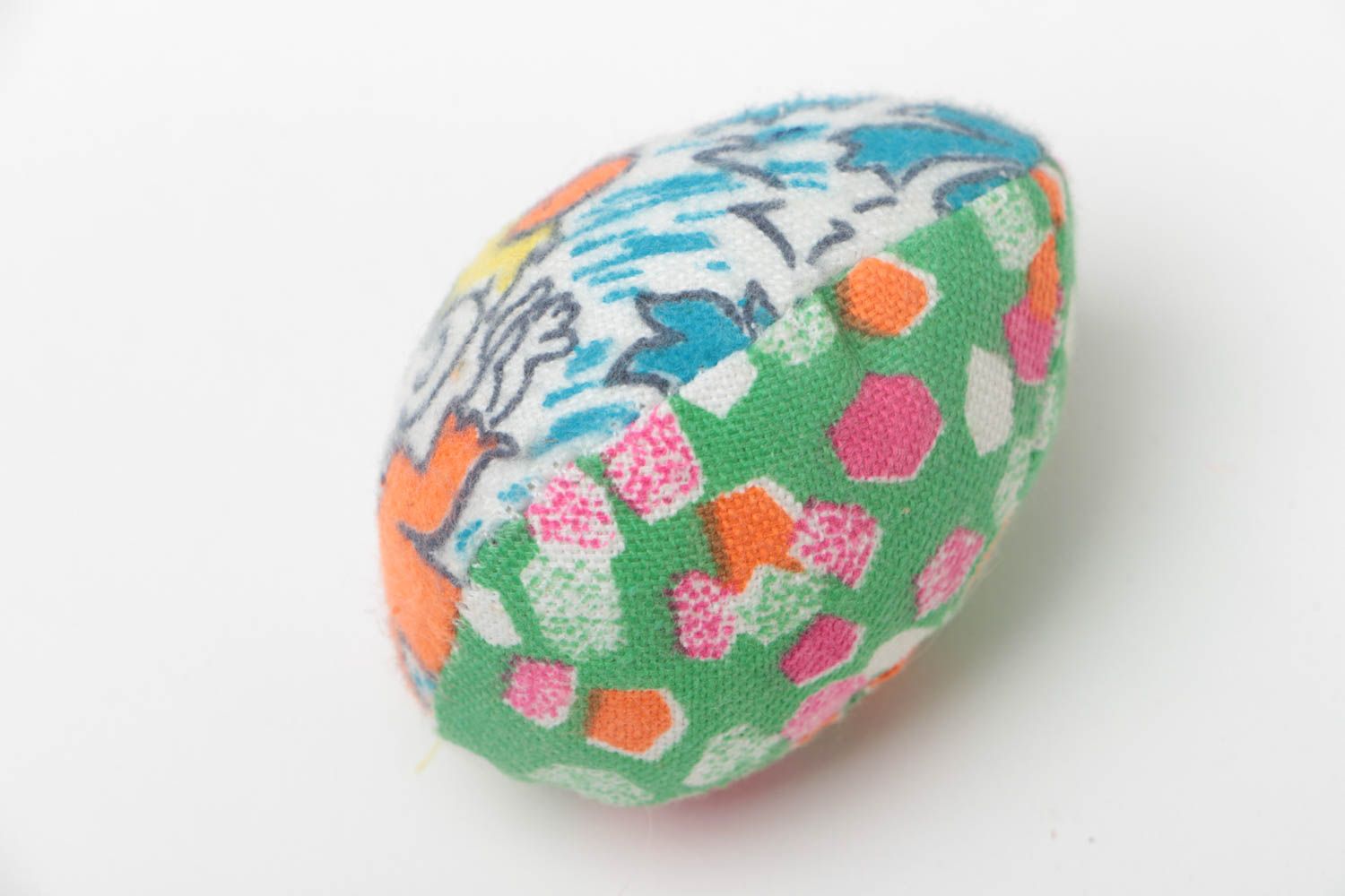 Handmade designer interior soft toy Easter egg sewn of colorful flannel fabric  photo 4