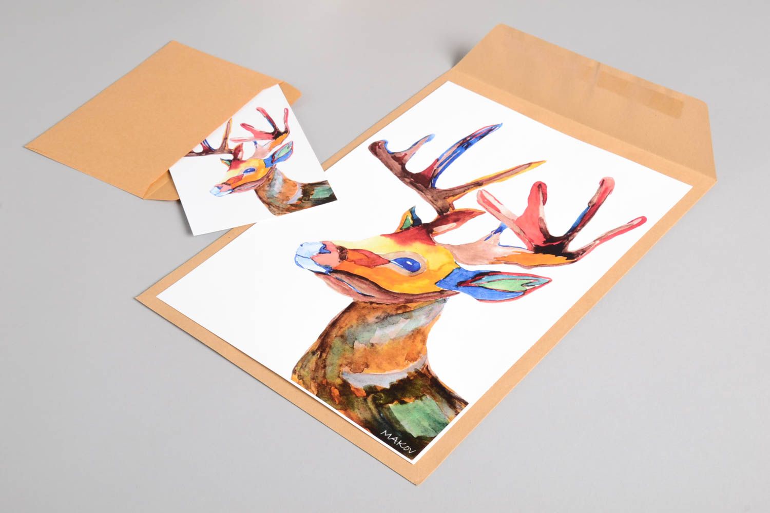 Handmade Hirschen modernes Wandbild Design Grusskarte Geschenk Idee stilvoll foto 3