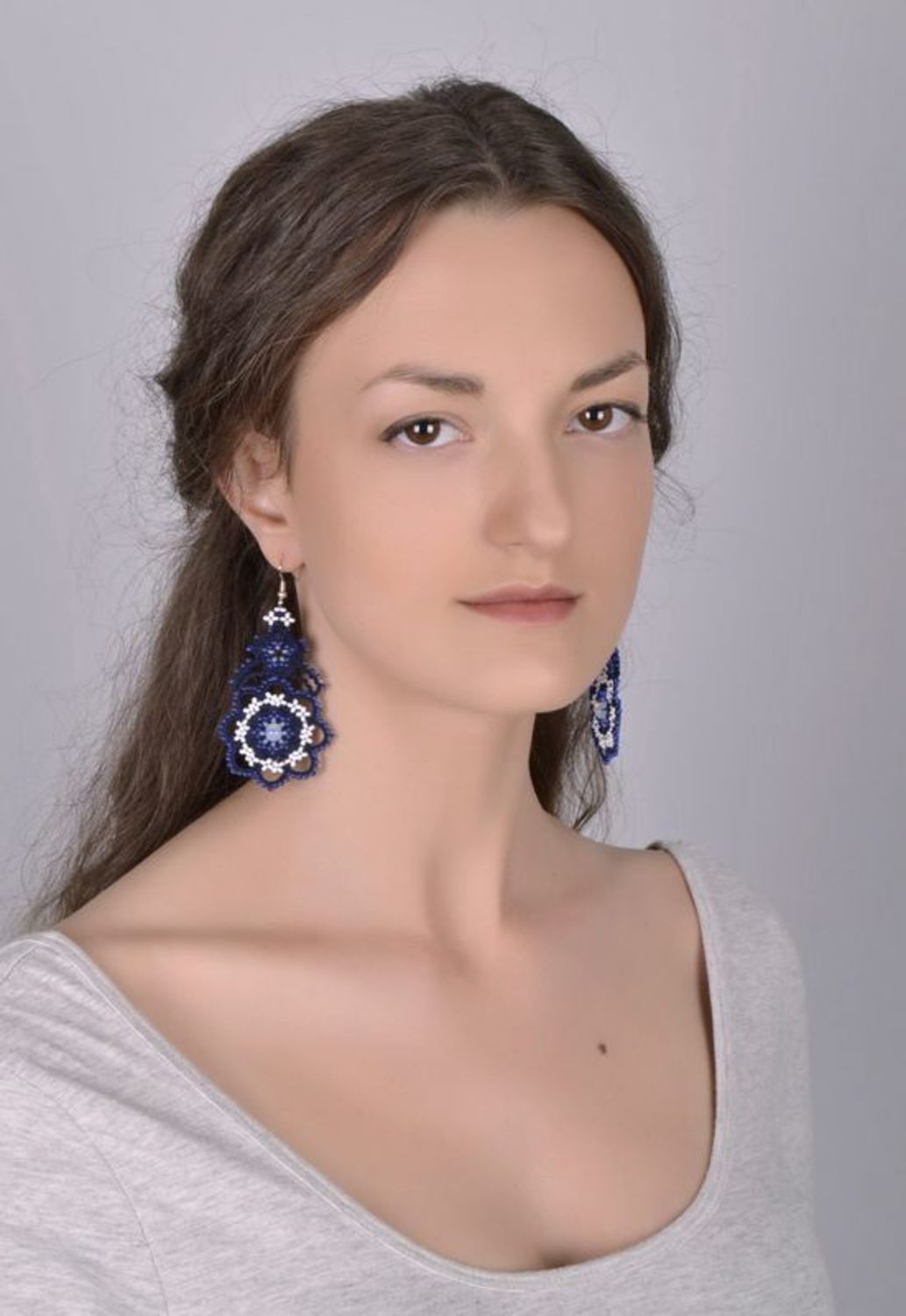 Blue lace earrings photo 5