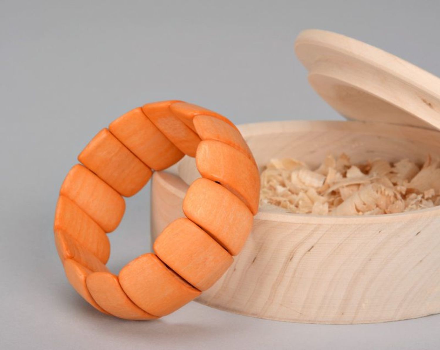 Wrist bracelet of coral color, orange bracelet photo 1