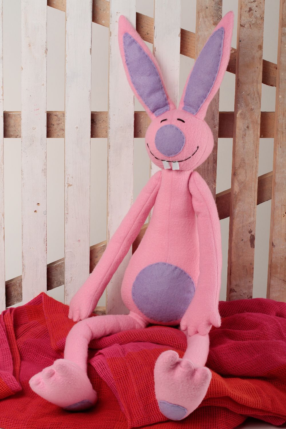Handmade Hasen Spielzeug Stofftier Hase kreatives Spielzeug Kuschel Tier rosa foto 1