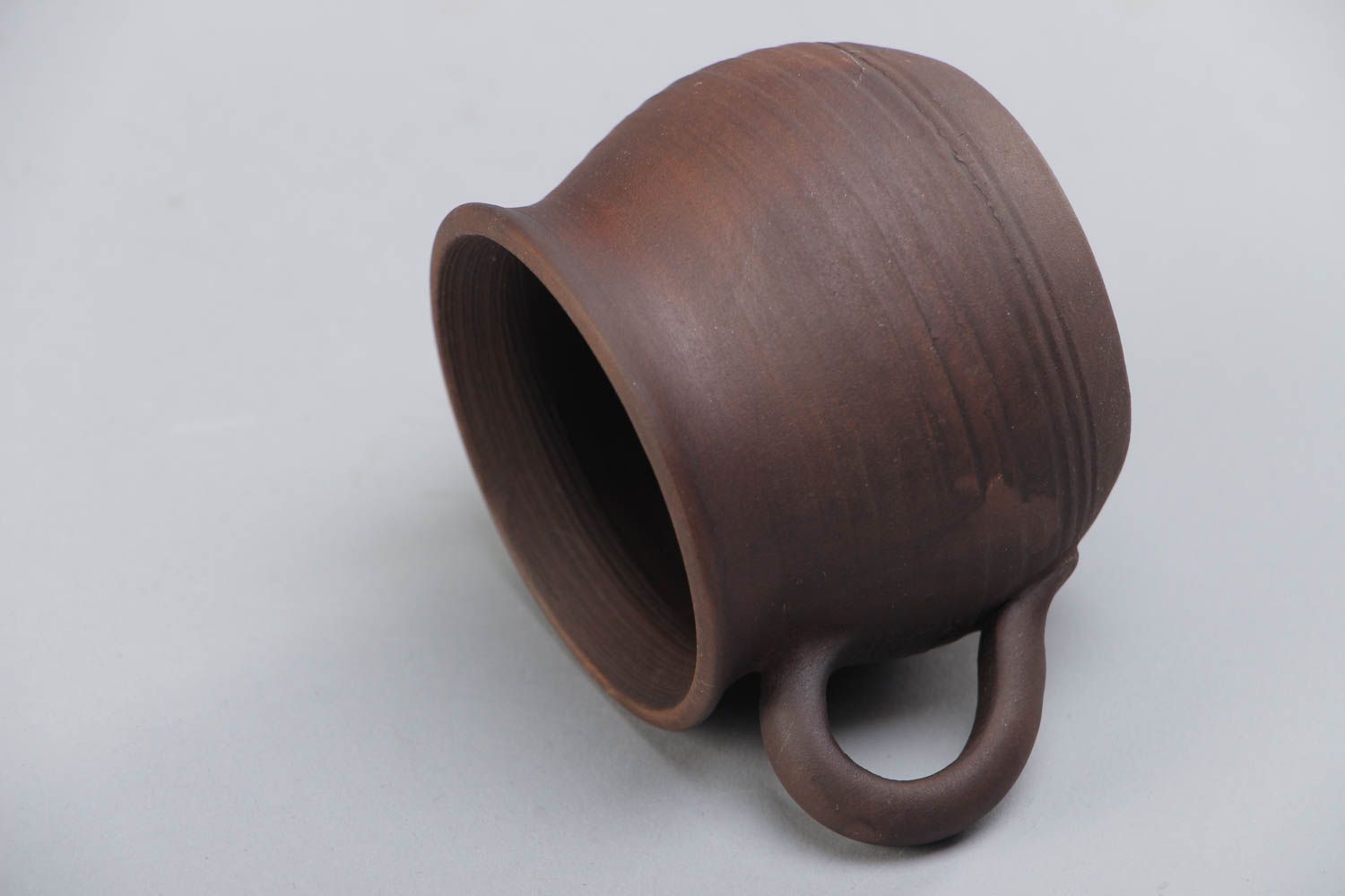 3 oz ceramic drinking cup with handle in dark brown color 0,24 lb photo 4