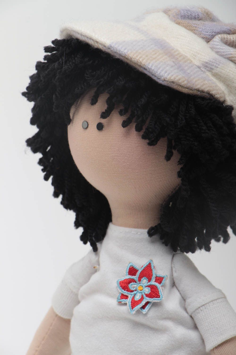 Designer handmade Puppe aus Stoff originell für Haus Interieur mit Haaren foto 3