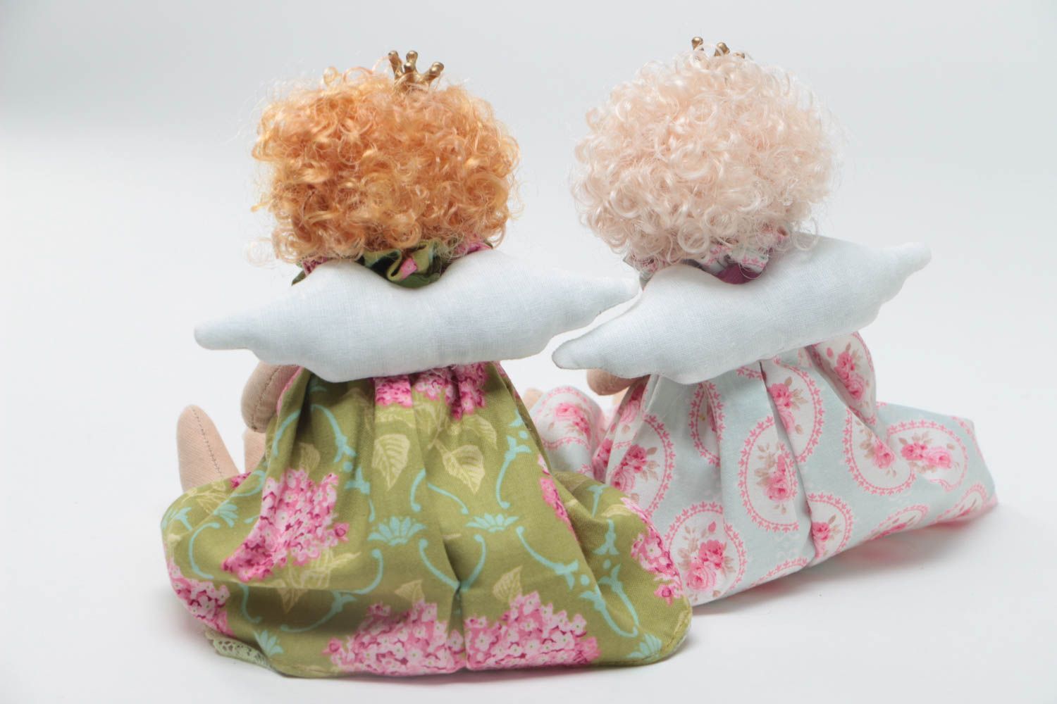 Мягкие игрушки из ткани ручной работы красивые авторские детские 2 штуки Ангелы фото 4