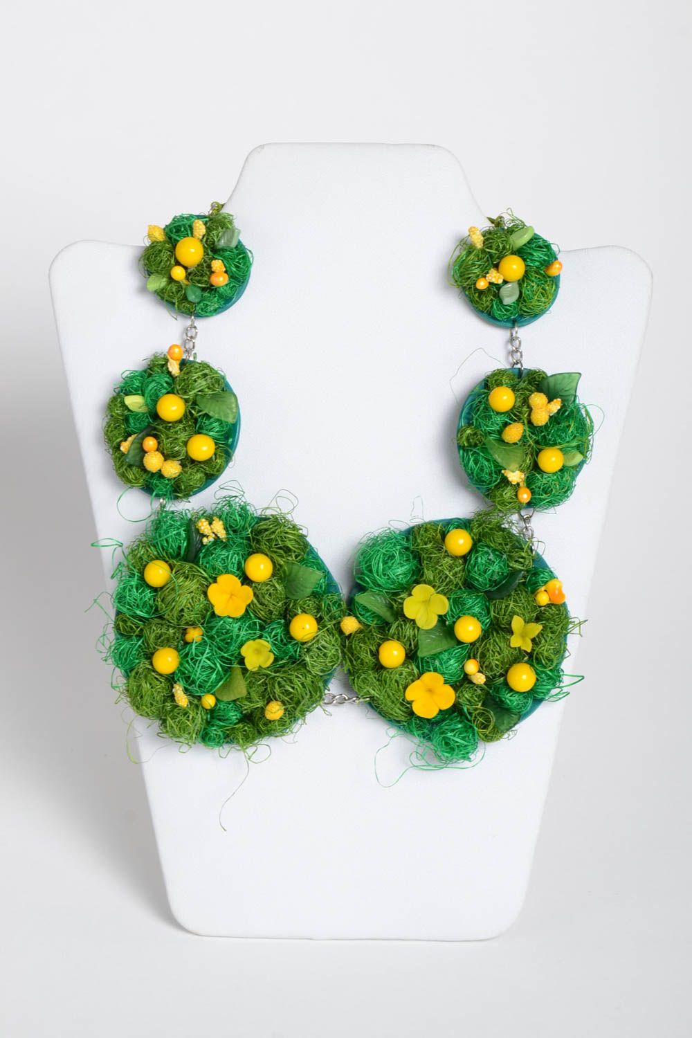 Модная бижутерия украшение ручной работы авторское колье зеленое необычное фото 2