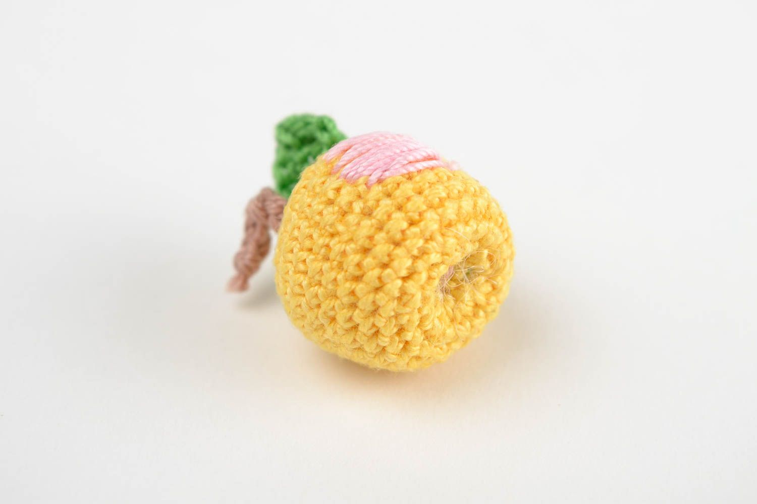 Peluche pomme faite main Jouet tricot Cadeau enfant tricot jaune fruit photo 4