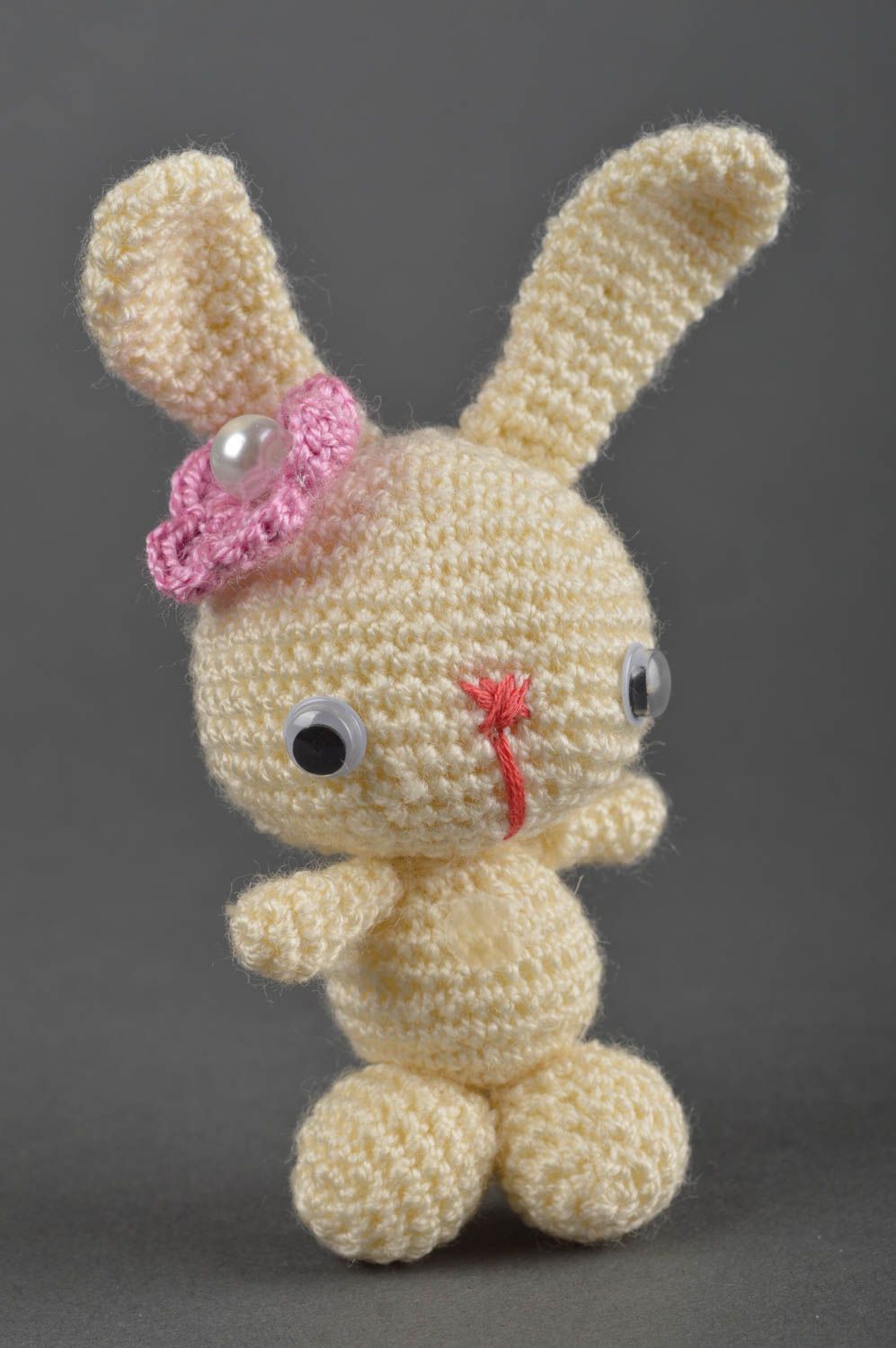 Jouet tricoté fait main Peluche lapin fleur au crochet Cadeau enfant original photo 2