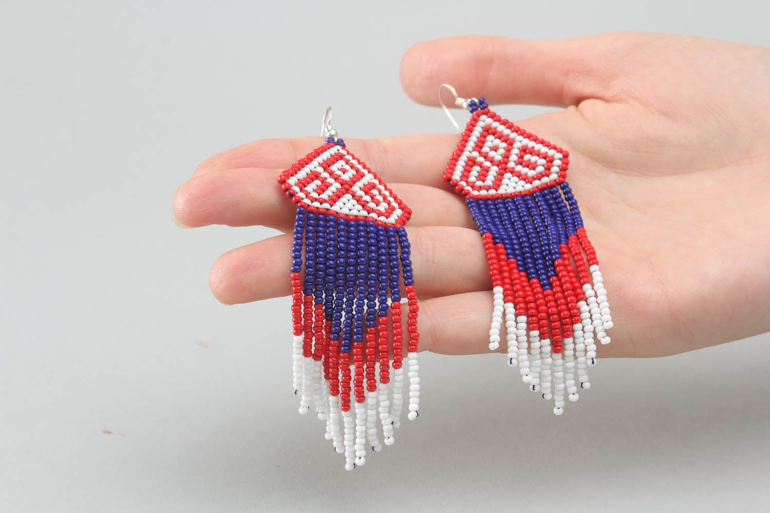 Beaded earrings with ornament photo 2