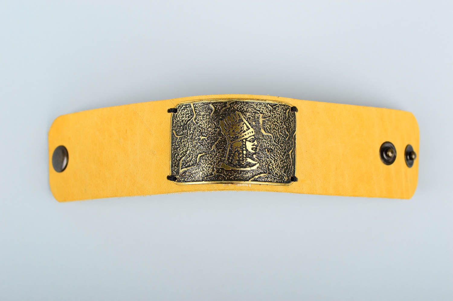 Yellow handmade leather bracelet designs costume jewelry leather goods photo 3