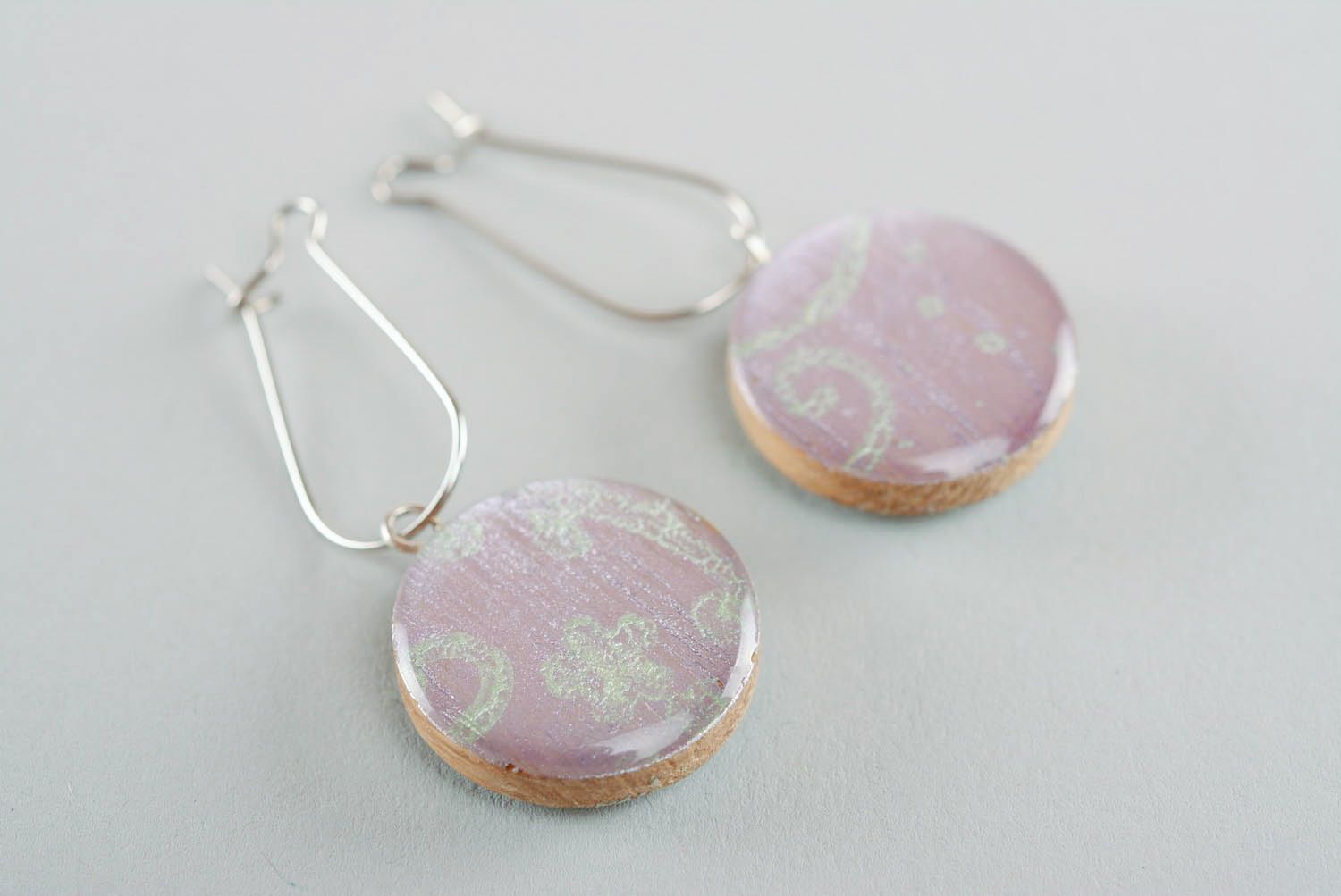 Mint and violet earrings photo 4