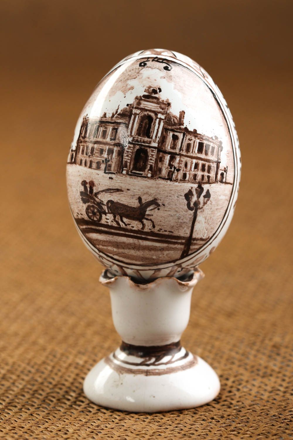 Huevo pintado hecho a mano de arcilla decoración de interior regalo original foto 1