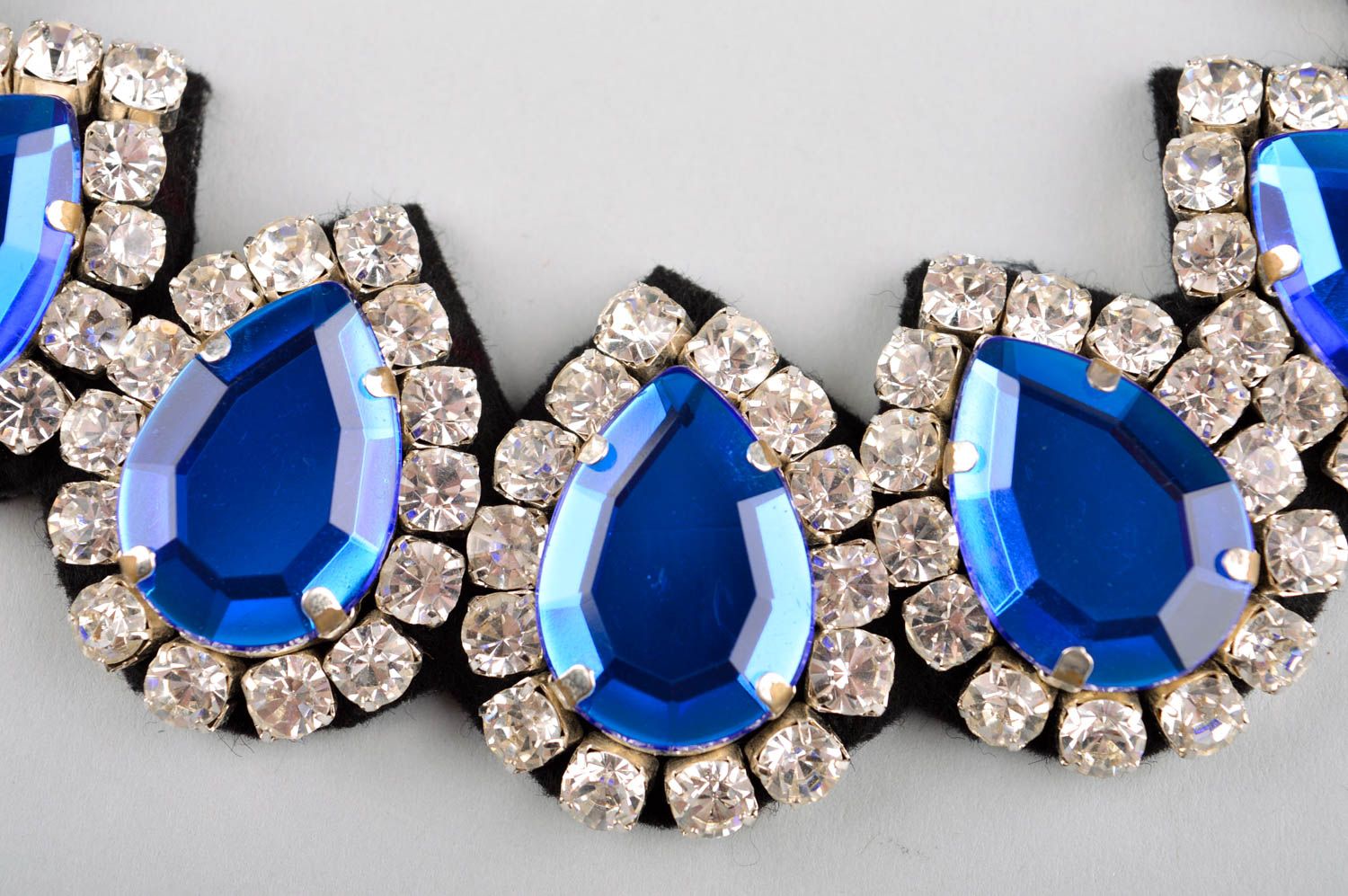Blauer Mode Schmuck handmade Damen Collier mit Kristallen Frauen Accessoire foto 3