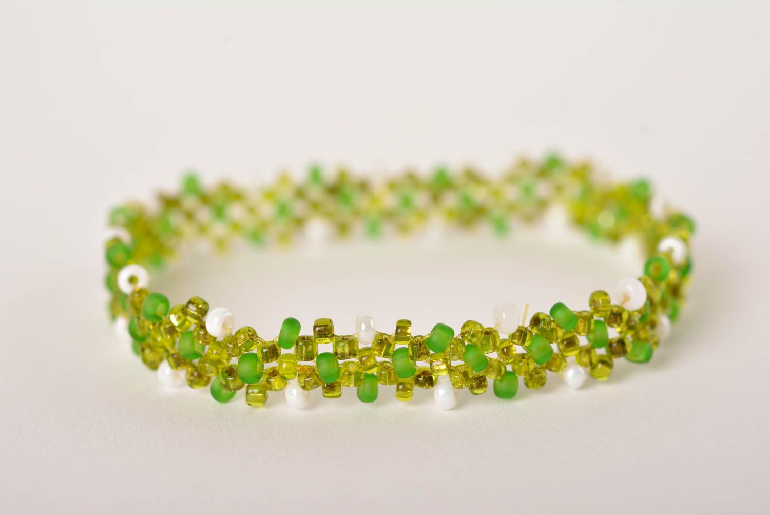 Bracelet en perles de rocaille Bijou fait main vert fin Cadeau pour ado photo 5