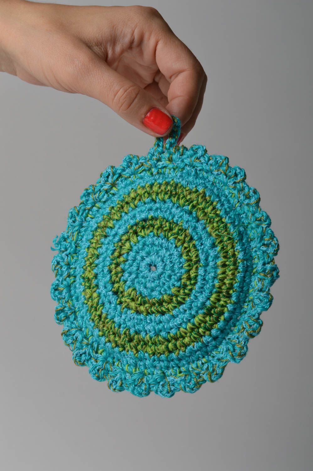 Manique au crochet faite main Textile de cuisine turquoise Accessoire cuisine photo 2